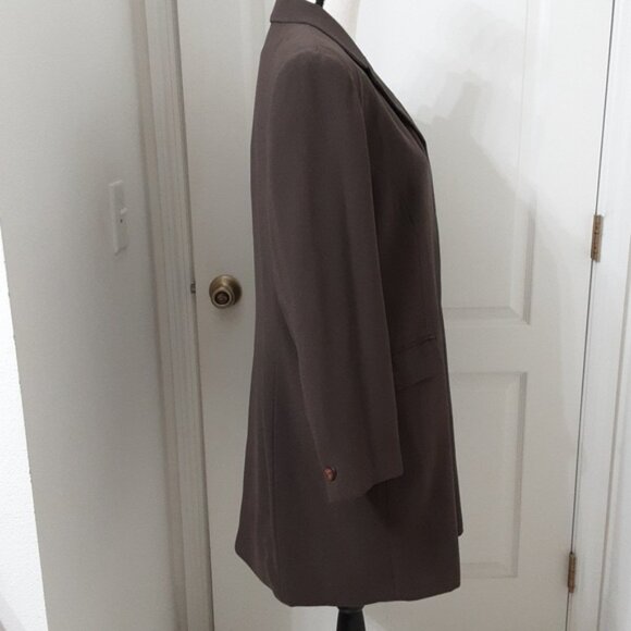 Norton McNaughton Size 14 Vintage Dark Taupe Midi Length Blazer, EUC - Picture 6 of 14